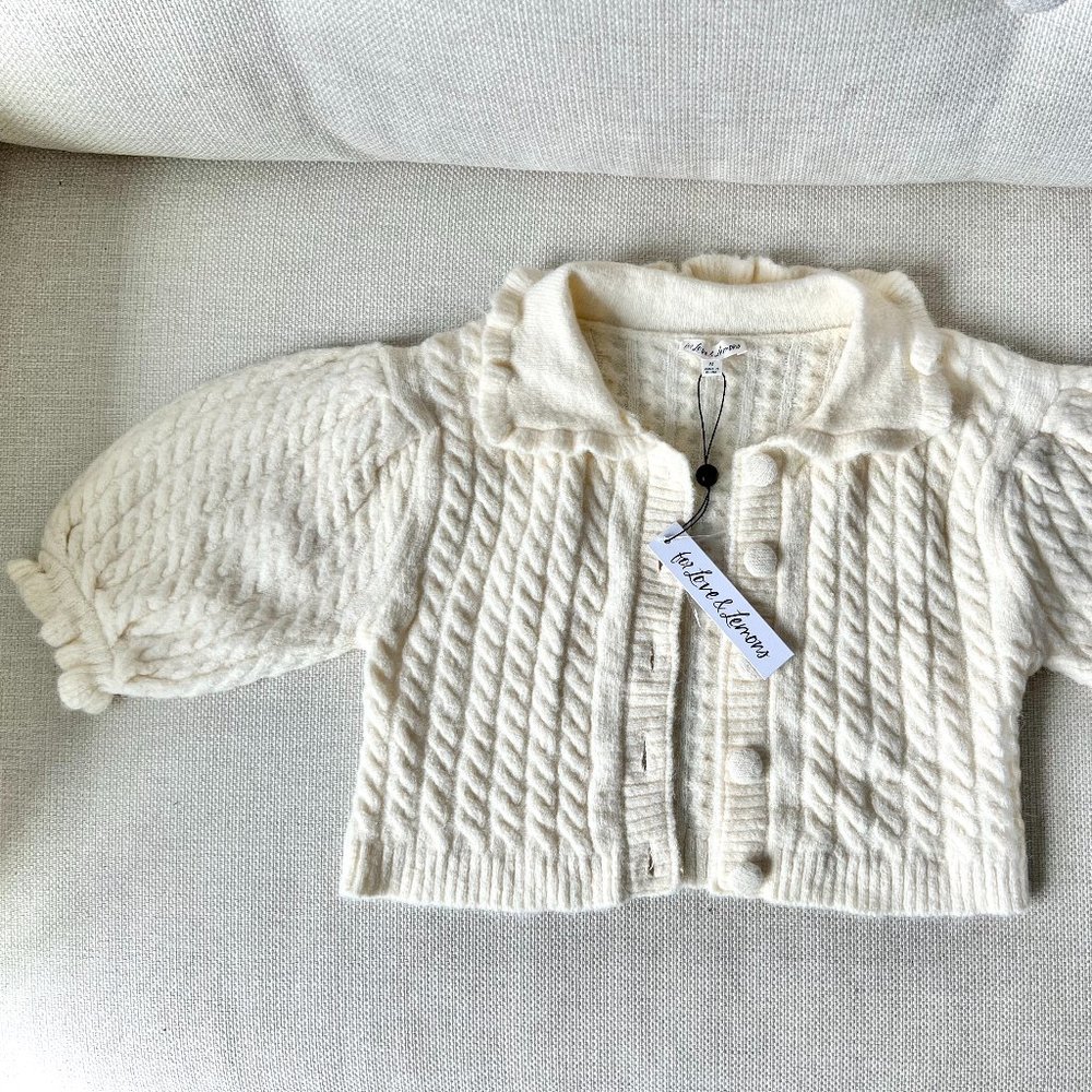 For Love & Lemons Dawn Ruffle Collar Cardigan, Size M, Color: Ivory